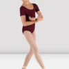 Girls Short Sleeve Round Neck Leotard -Dance Shoes Store CL5402 BUR 01
