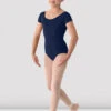 Girls Mirella Classic Short Sleeve Leotard -Dance Shoes Store M515C F NAV